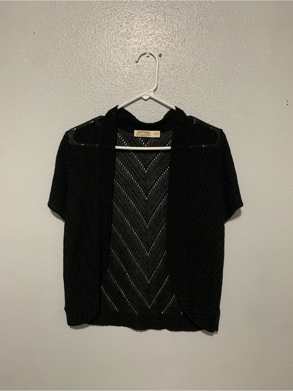 Faded Glory Black Short Sleeve Open Cardigan
